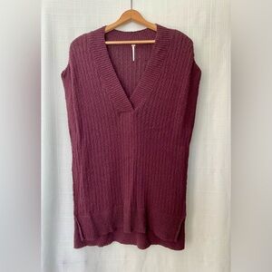 Free People Burgundy V-Neck Sweater